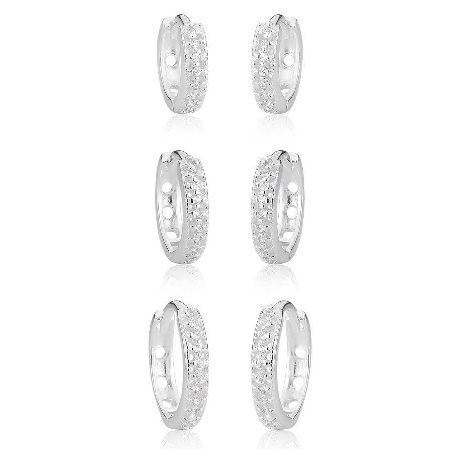 TRIO DE ARGOLAS CRAVEJADO LUXO NEW 2