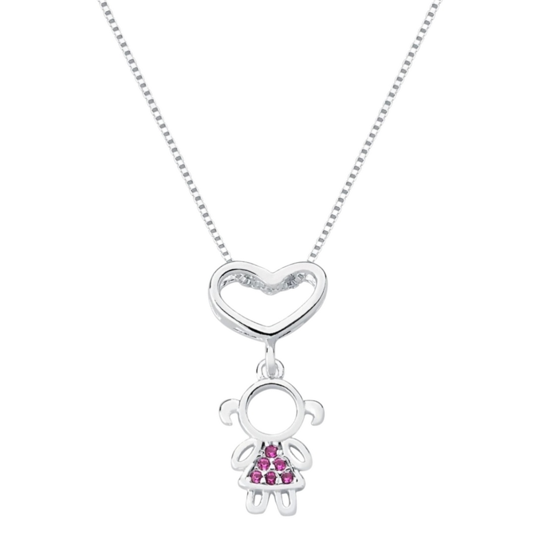 COLAR AMOR MENINA ROSA/CRISTAL